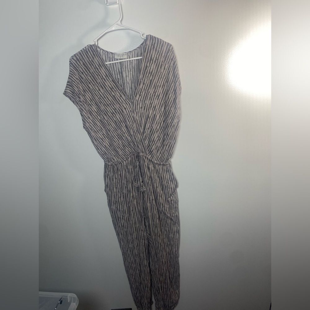 Dress Forum Black and White Striped Jumpsuit